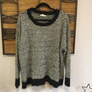 Black Striped Eyelash Sweater
